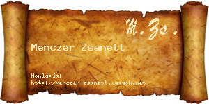 Menczer Zsanett névjegykártya